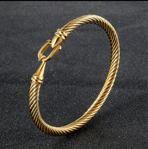 Stainless Steel Buckle Cable Bangle