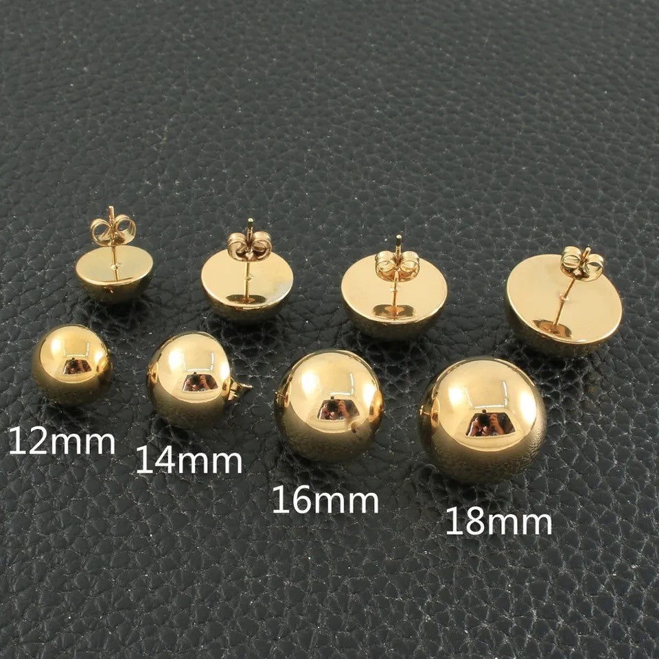 14mm Half Stainless-Steel Gold Earrings