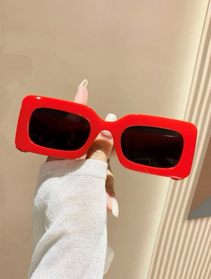 Red small frame sunglasses