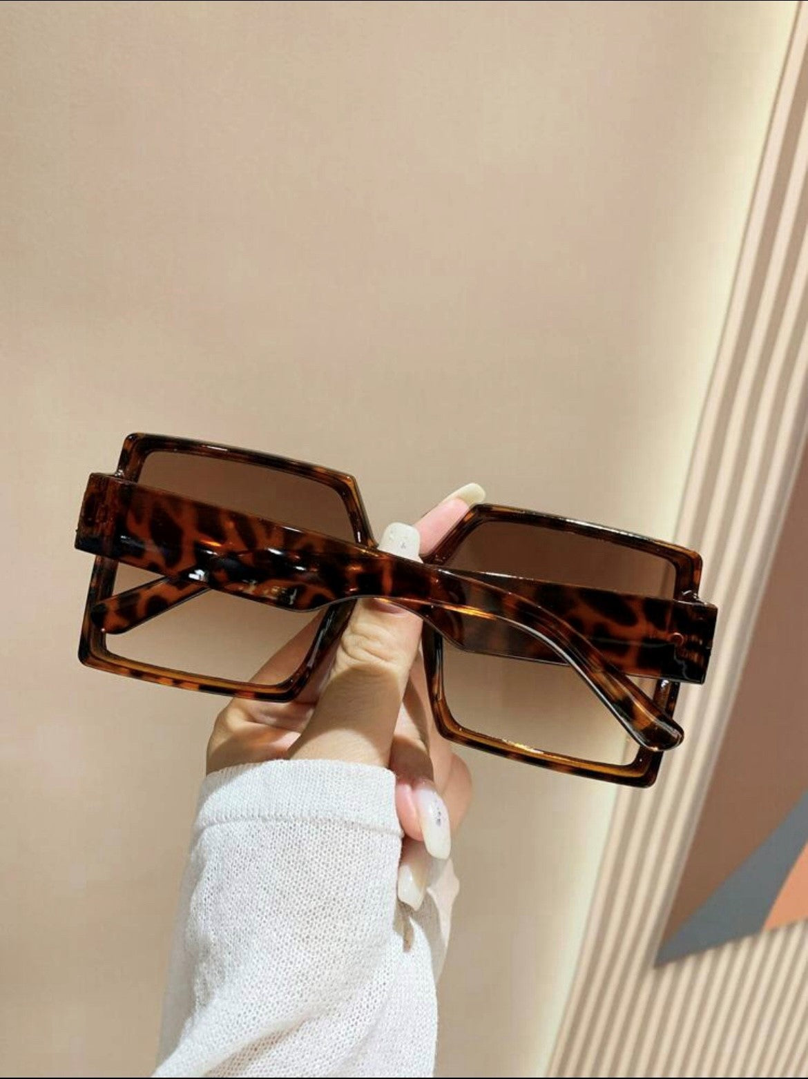Large Leopard Squared Frame Sunglasses