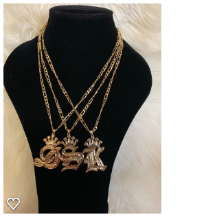 Double Plated Crown Letter Necklace